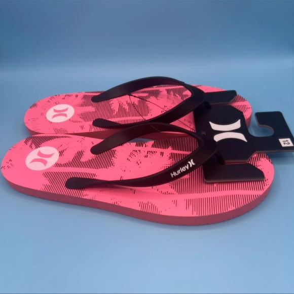 HURLEY Men SZ 10&12 Flip Flops Sandals Shoes Tropical Palm Tree Rubber Thongs - Picture 7 of 8